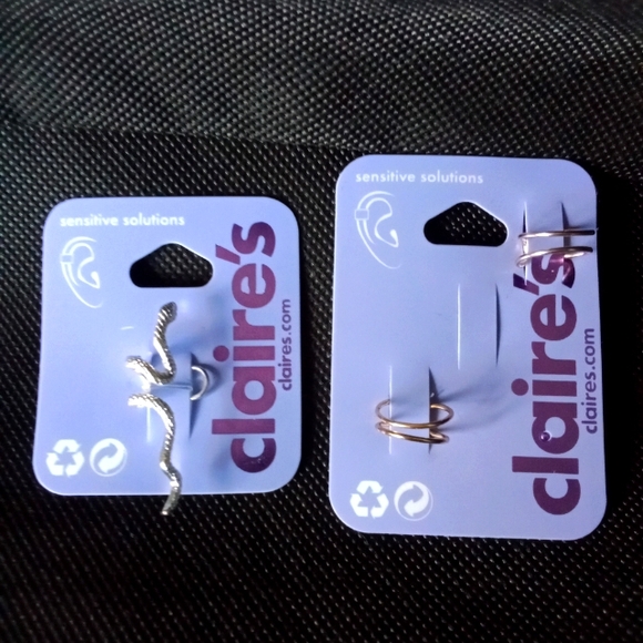 Claire's Ear Cuffs Silver Snake & Gold Tone Ring Ear Cuffs Sensitive Solutions - Picture 1 of 6